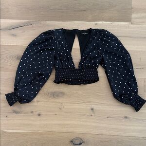For Love And Lemons Black and White Polka Dot Blouse